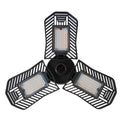 Industrial foldable waterproof LED garage lamp with die-cast aluminium housing shown in a workshop setting.