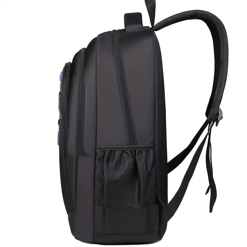 Commuter lightweight waterproof backpack made of Oxford cloth with 20-35L capacity, air pillow belt, in black colour