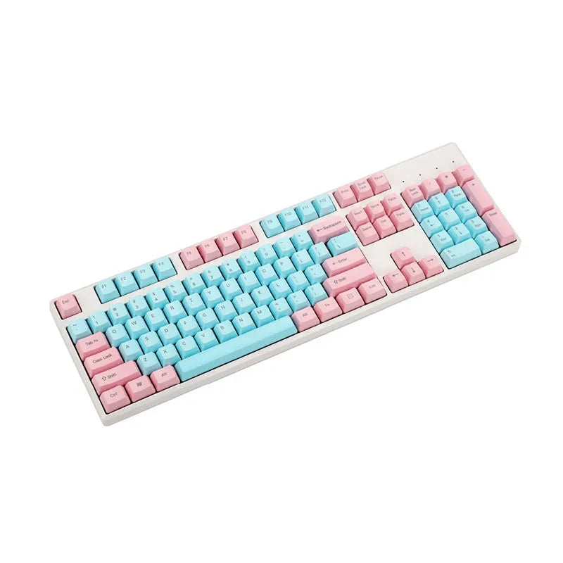 Pink opaque PBT keycaps with side-print engraving for mechanical keyboards