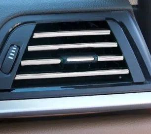 Decorative air conditioner strip PVC 0.8cm x 20cm for car air outlet in six colours, 10-piece set.