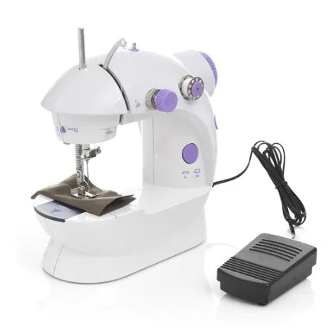 Electric mini household sewing machine with compact 20cm dimensions and multiple plug options