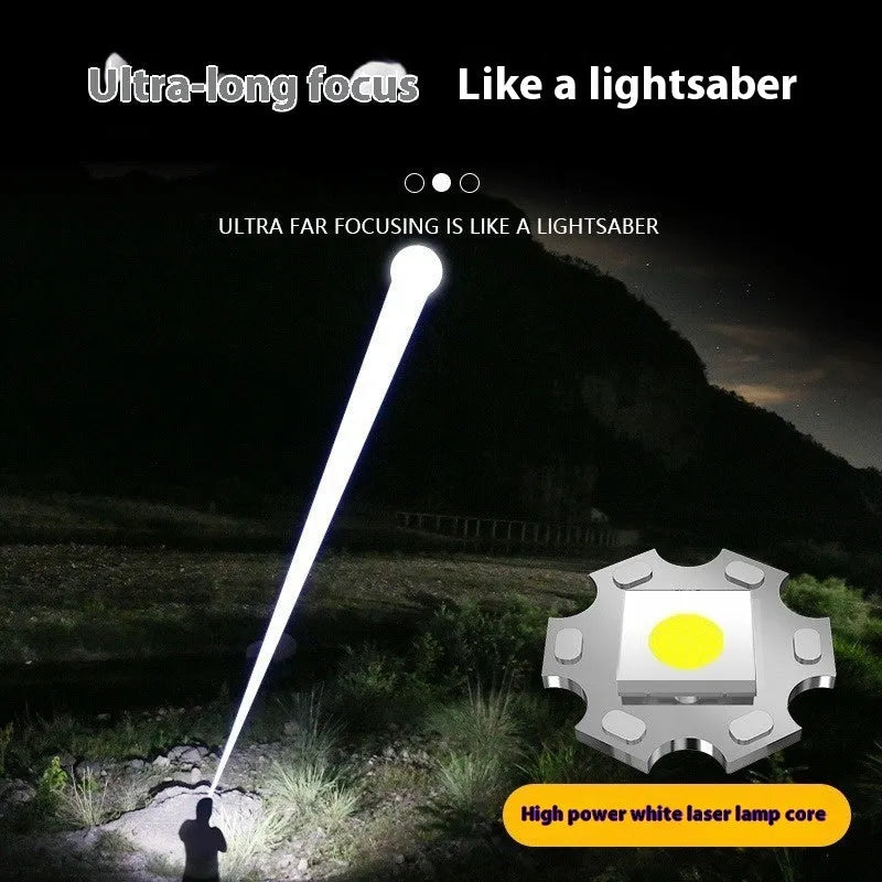 White laser digital display worklight flashlight with LCD screen and 1800mAh battery, portable PVC body