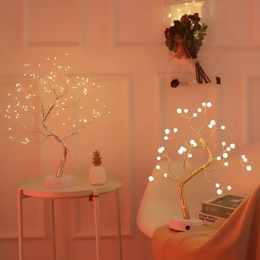 LED copper wire bedroom light with warm Nordic style, plastic body, and battery or USB power