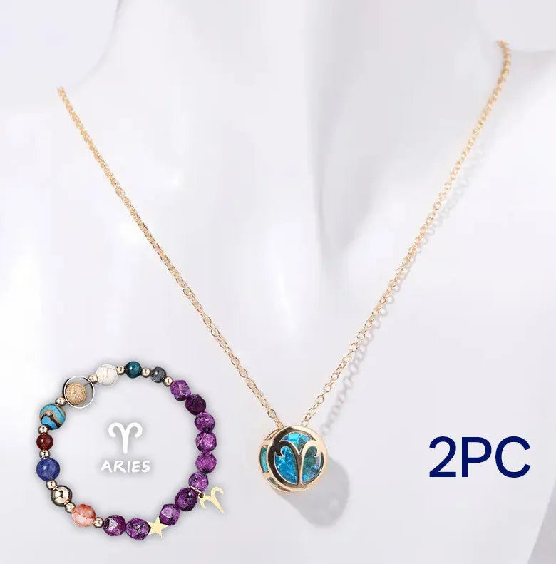 Natural stone beaded necklace and bracelet set with matching gemstone beads