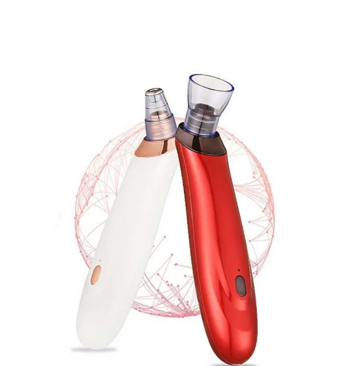 Handheld electric blackhead remover pore cleaner tool in black, gold, red, or white colour.