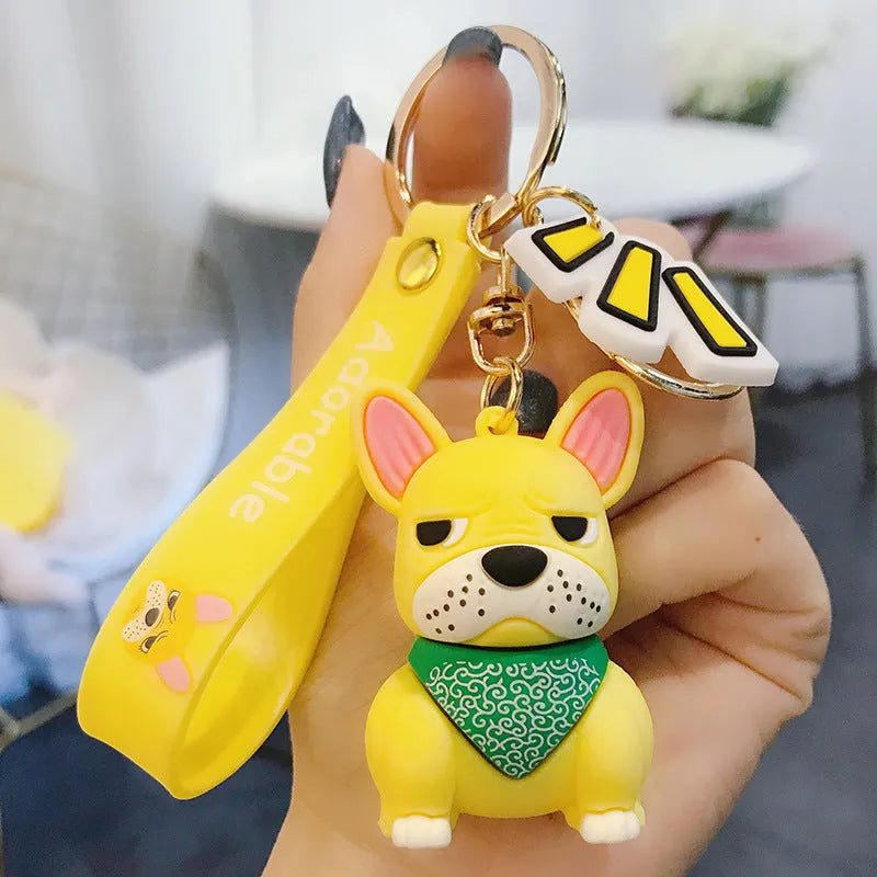 Tide Brand French keychain with metal pendant and PVC body in red, yellow, and grey bucket styles.