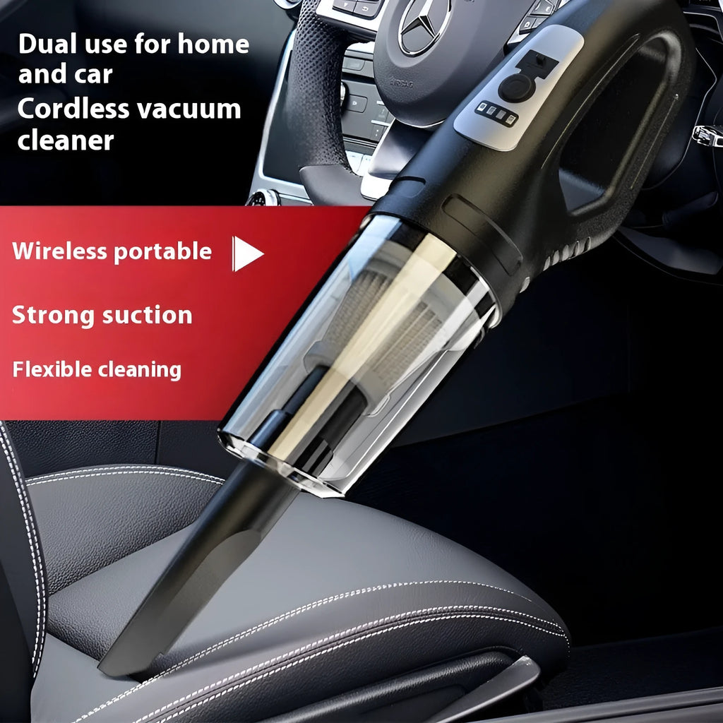 A6-1200 rechargeable handheld vacuum cleaner with transparent dust container and long nozzle for car and home use