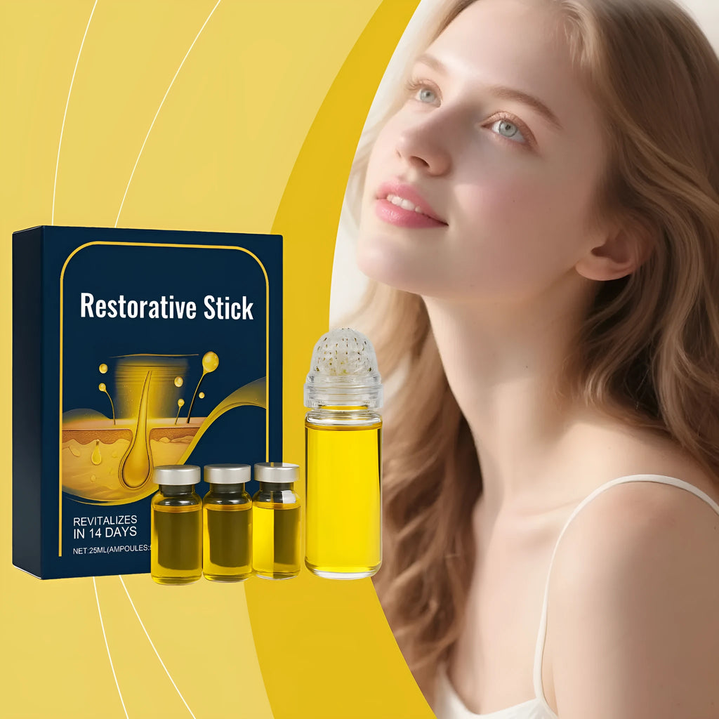 Repair serum set with three 5ml sticks, one 10ml stick, and roller head