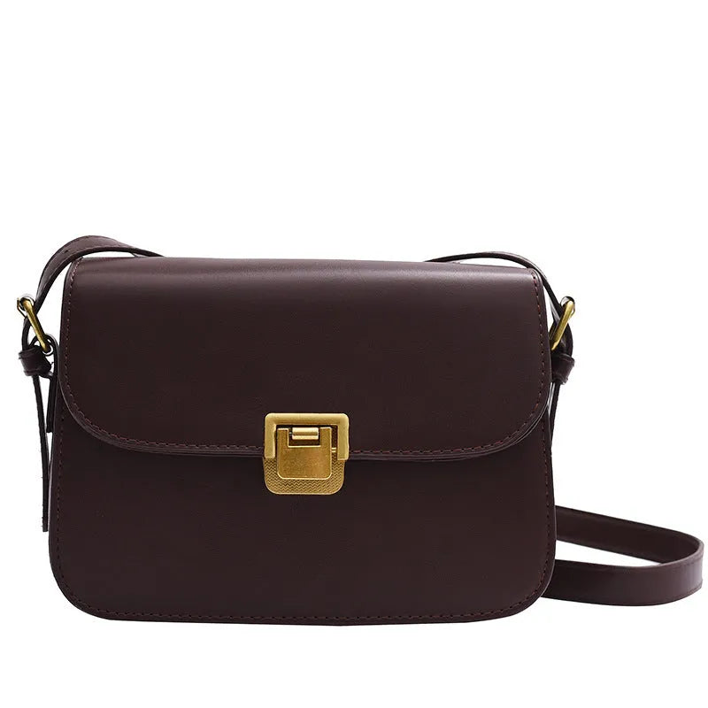 Soft PU leather women's cross-body bag with textured finish in horizontal square silhouette