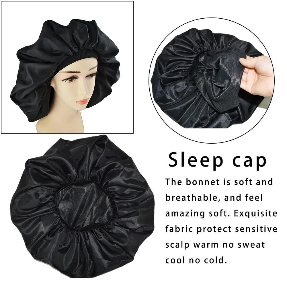Black beauty salon cap with elastic circumference and 45cm diameter, warp all over lining and Chunya spinning outer layer