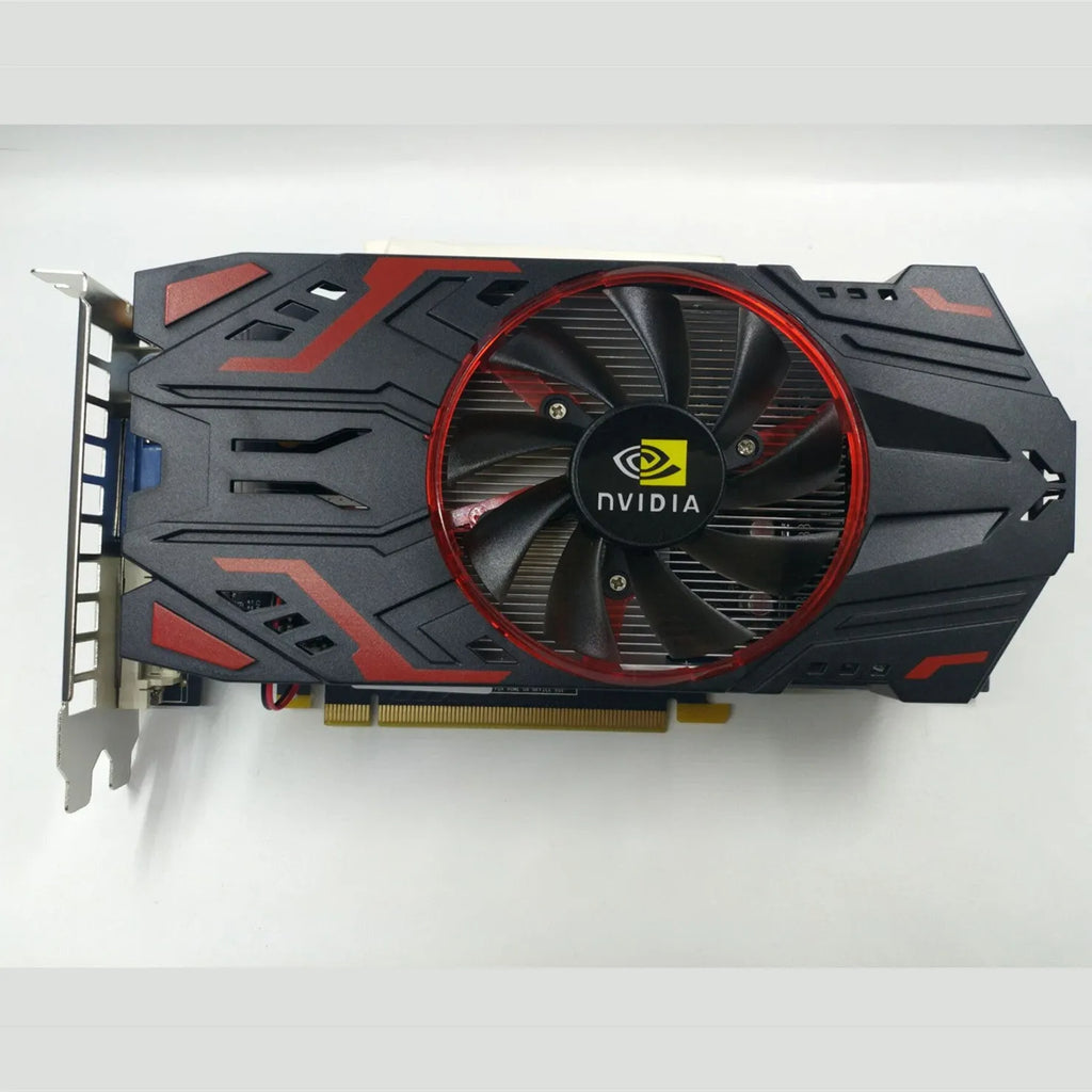 Black Nvidia GTX1050 2GB PCI-E desktop graphics card with HDMI, DVI and VGA outputs
