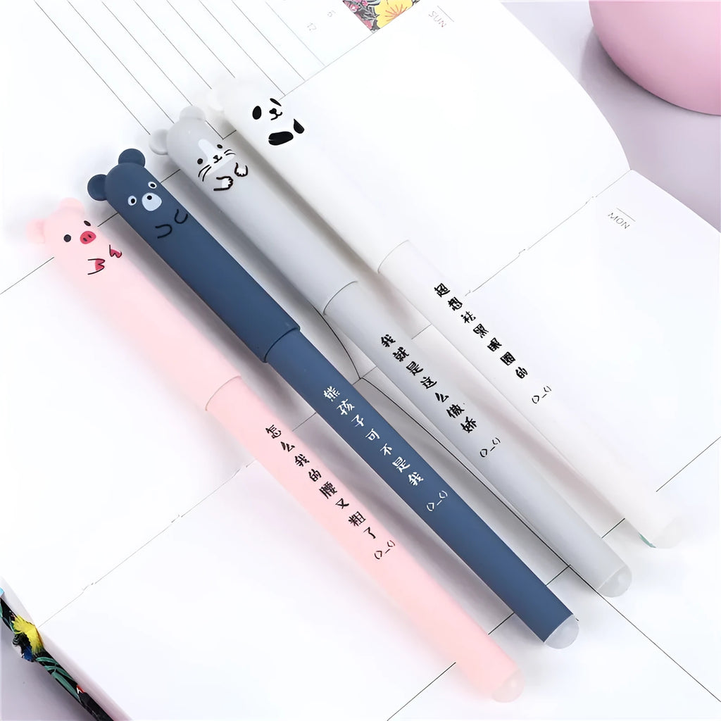 Hot-erasable pen set with 0.5mm fine point tip available in black, blue, and red colour options