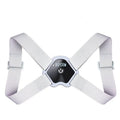 Smart Humpback Corrector worn around shoulders, with ABS frame and elastic strap, available in blue and pink