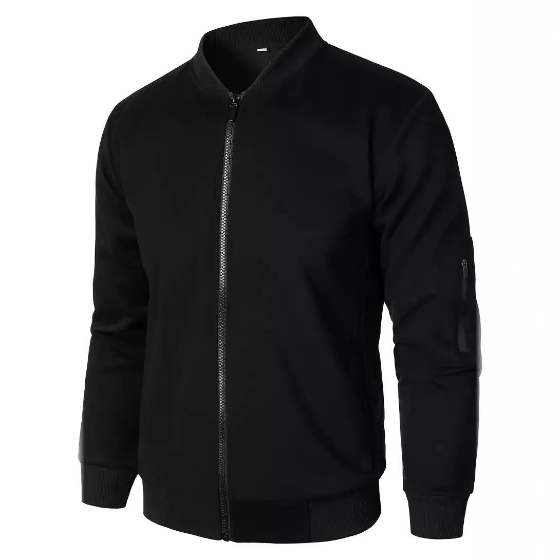 Men's loose fit cotton knitted jacket in grey with long sleeves and a polyester lining