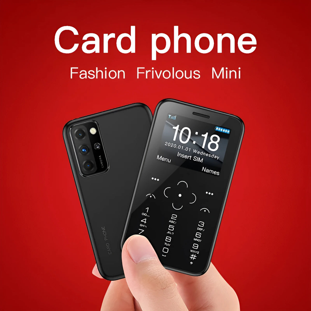 SOYES 1.8-inch mini phone in black, with dual SIM and micro SD slot, compact size