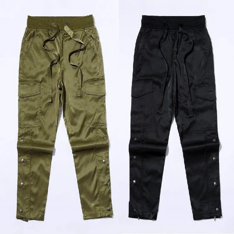 Men's 95% cotton velcro buttoned cargo pants, straight leg, green colour, size S to XL