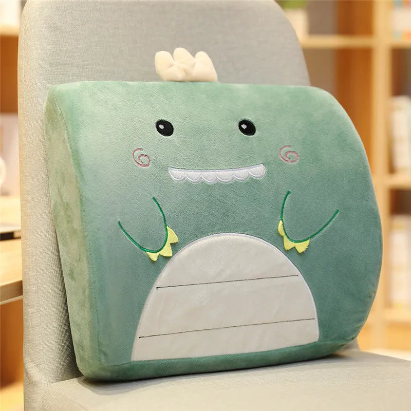 Cartoon memory foam seat back cushion with removable cover, shown in Pink Unicorn design.