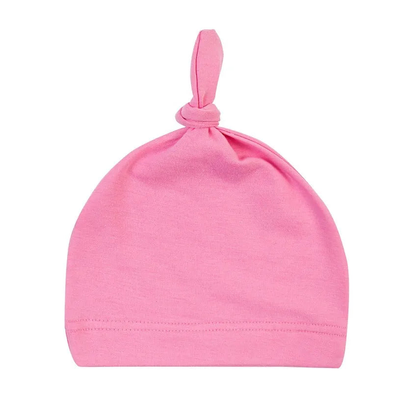 Newborn knot cap solid colour cotton hat for infants uniform size on baby
