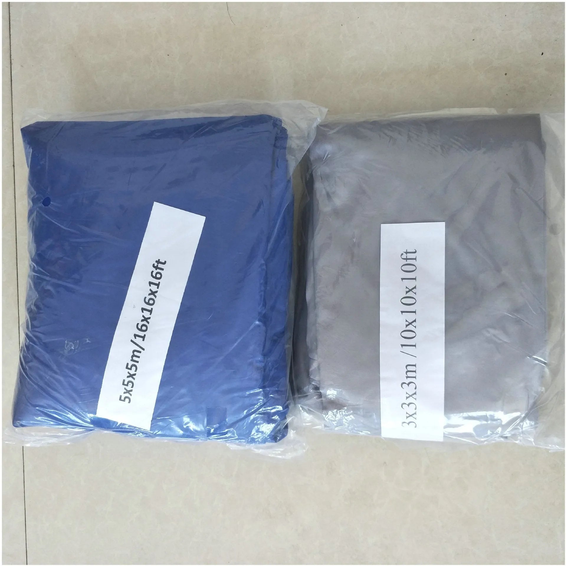 Blue curved square polyester shade sail measuring 3 metres by 4 metres for outdoor UV protection