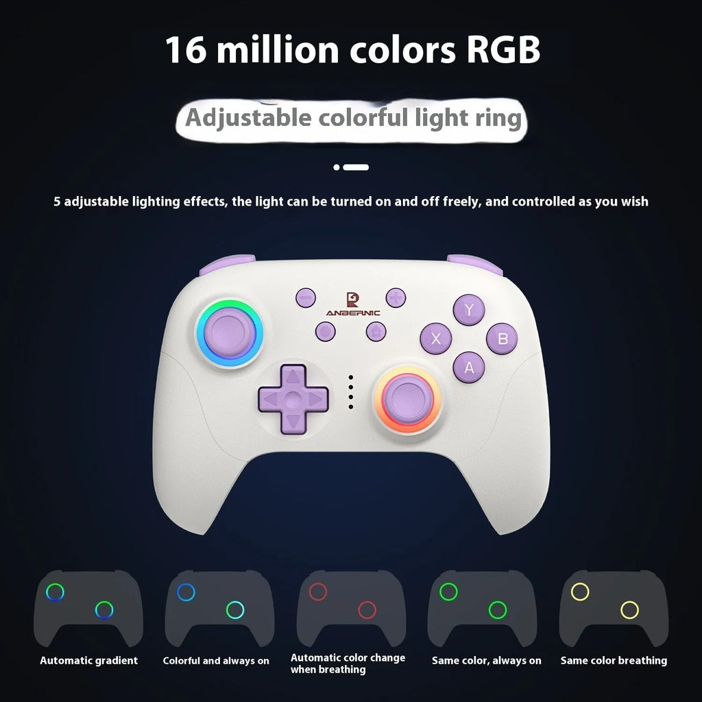 RGP01 wireless gamepad with RGB lighting, compatible with PC, Switch, Android, iOS, black colour