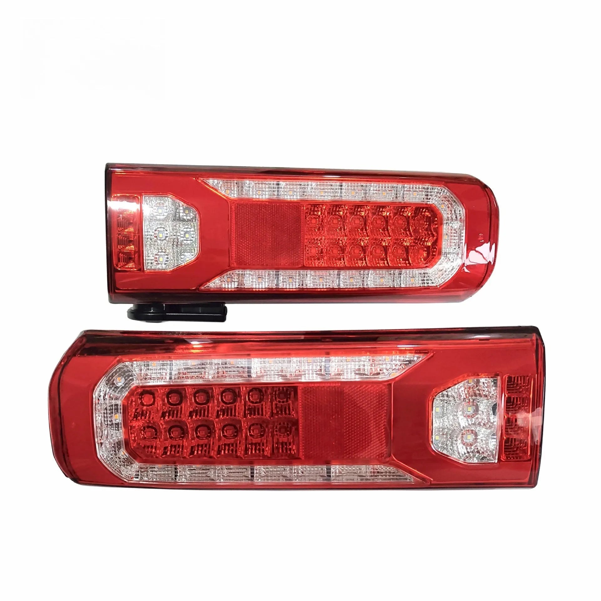 Mercedes-Benz heavy truck LED rear lamp assembly with running water light effect, 380mm by 128mm.