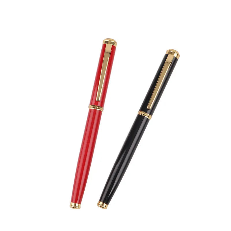 Metal shell ink pen with 0.5mm Yijin nib in red or black colour options for office and student writing