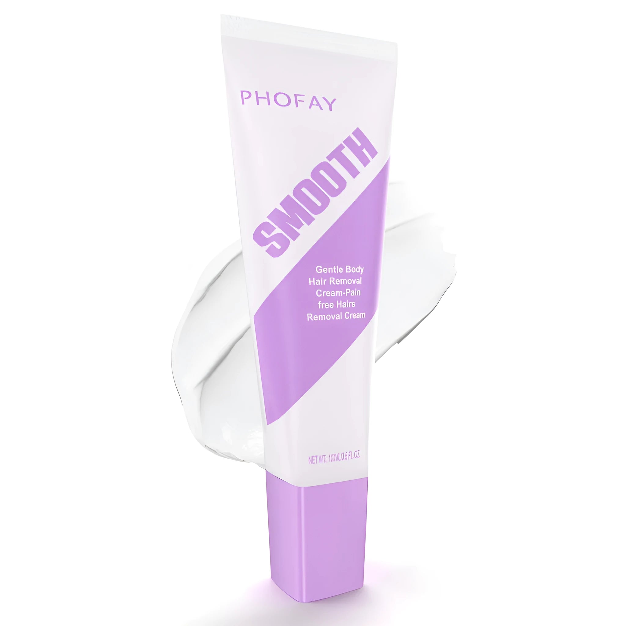 PHOFAY pain-free hair removal cream tube with included applicator scraper tool on white background