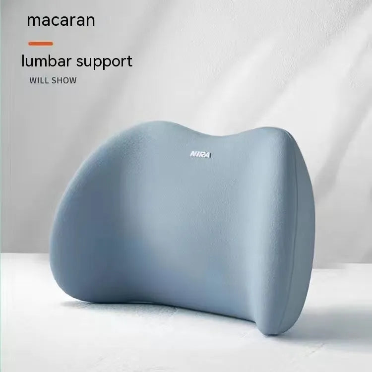 Car lumbar support and headrest pillow set in memory foam with milk silk cover