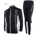 Long-sleeved polyester cycling suit for men and women in black or yellow, with jersey and trousers, sizes M to XXL