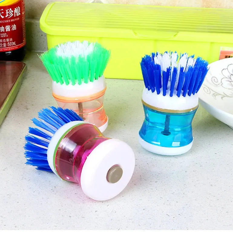 Soap dispensing palm brush 5.5cm diameter 7cm length PP plastic for kitchen hand cleaning