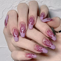24-piece set of pre-finished plastic false nails in blue, purple, pink, and blue plus pink colours