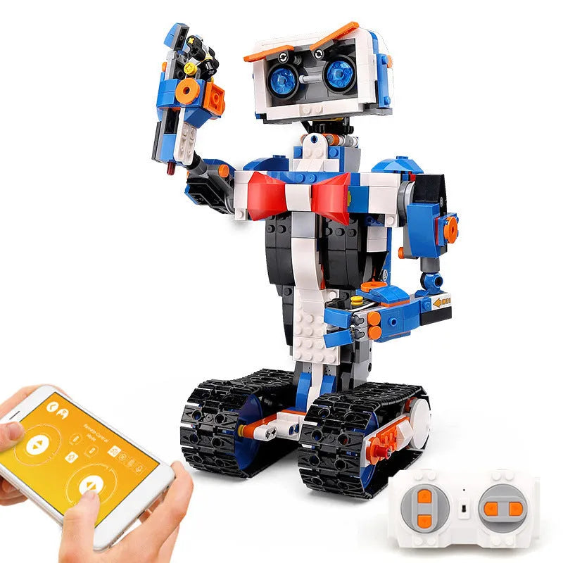 Puzzle plug-in assembly building blocks STEM toy with 400-800 ABS plastic pieces and USB battery power in colour box packaging