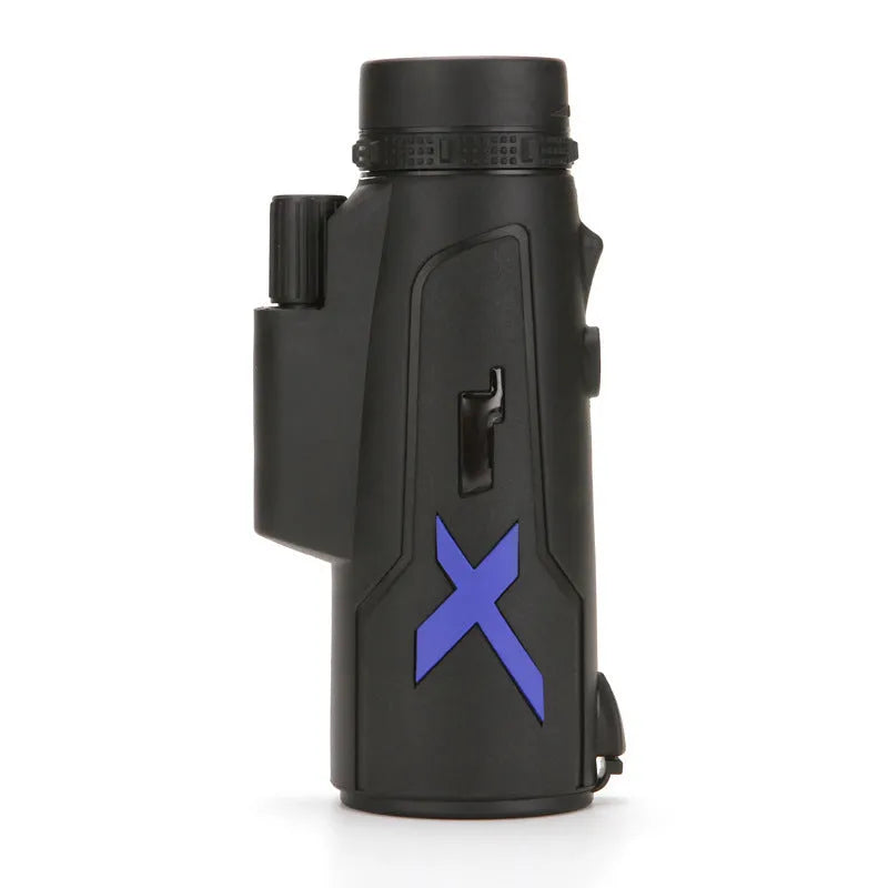 Black 20x50 monocular telescope with 12x magnification and 50mm objective lens