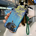 Rose flower design phone case for iPhone with a loop for a detachable wrist strap