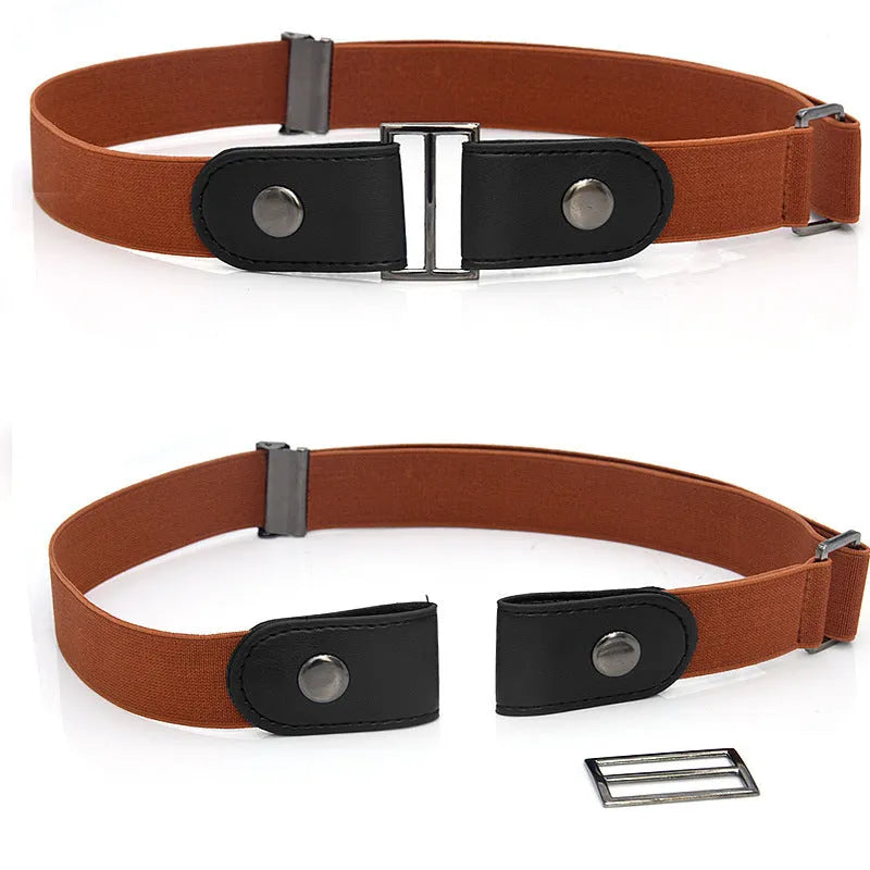 Imitation leather invisible belt with square alloy buckle and car suture detailing, 3cm width