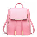 Women's PU leather bucket backpack in black with matte finish, soft handle and sewing thread detail