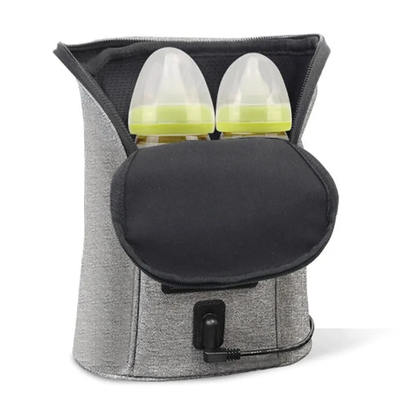 USB milk water warmer in grey with compact portable design for baby bottles