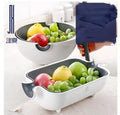 PP double drain basket bowl kitchen strainer for fruits and vegetables with fine filter holes and thick edge arc design