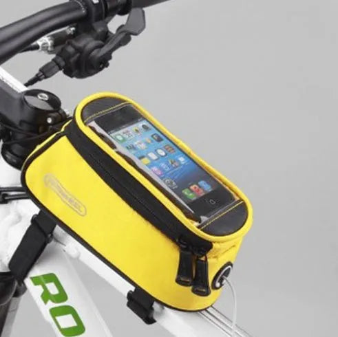 ROSWHEEL PVC bicycle frame bag for iPhone mobile phones in black, blue, red or yellow