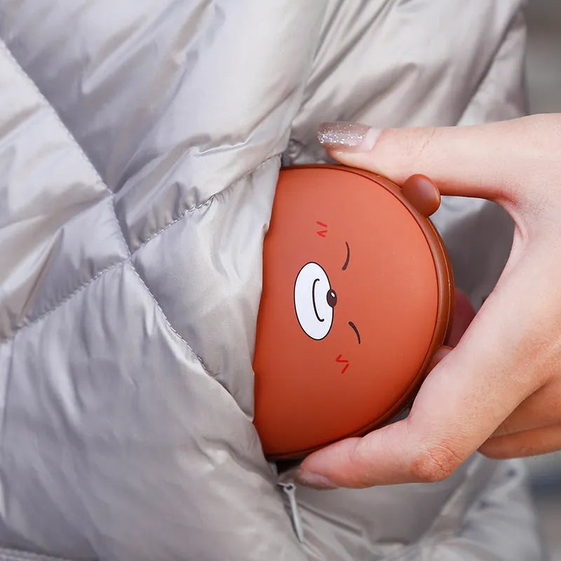 Multifunctional hand warmer with 2600mAh power bank in brown, 10.5x8x5cm portable heater
