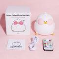 Cool chicken silicone night lamp with colourful glowing light and remote control