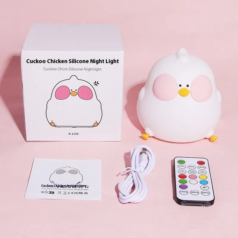 Cool chicken silicone night lamp with colourful glowing light and remote control