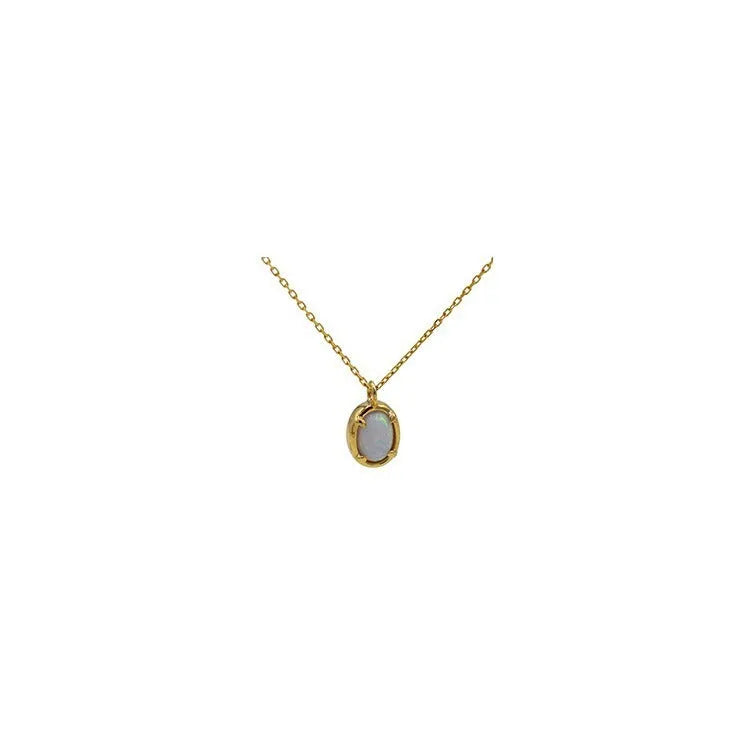 Women's oval pendant necklace in 925 silver with gold or white gold plating