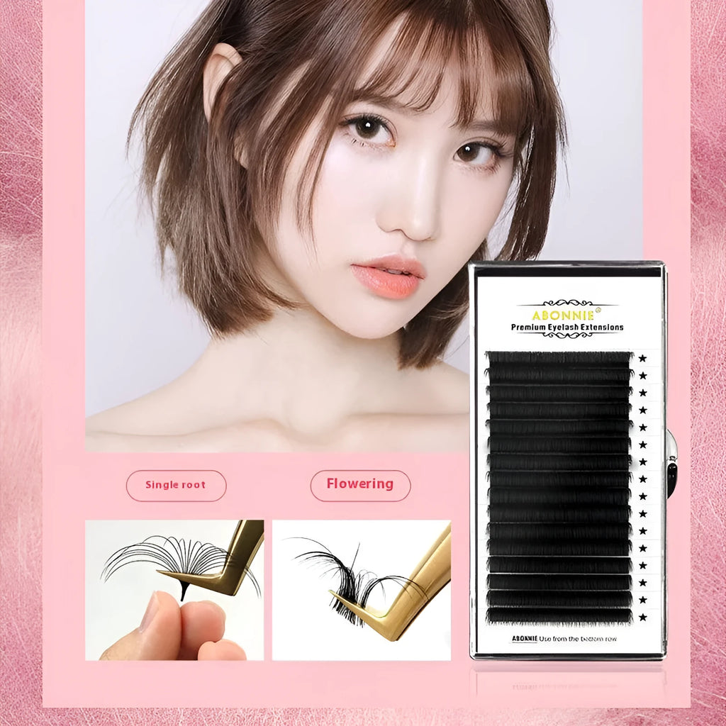 16-row dense false eyelashes made of mink hair in various lengths on a card.