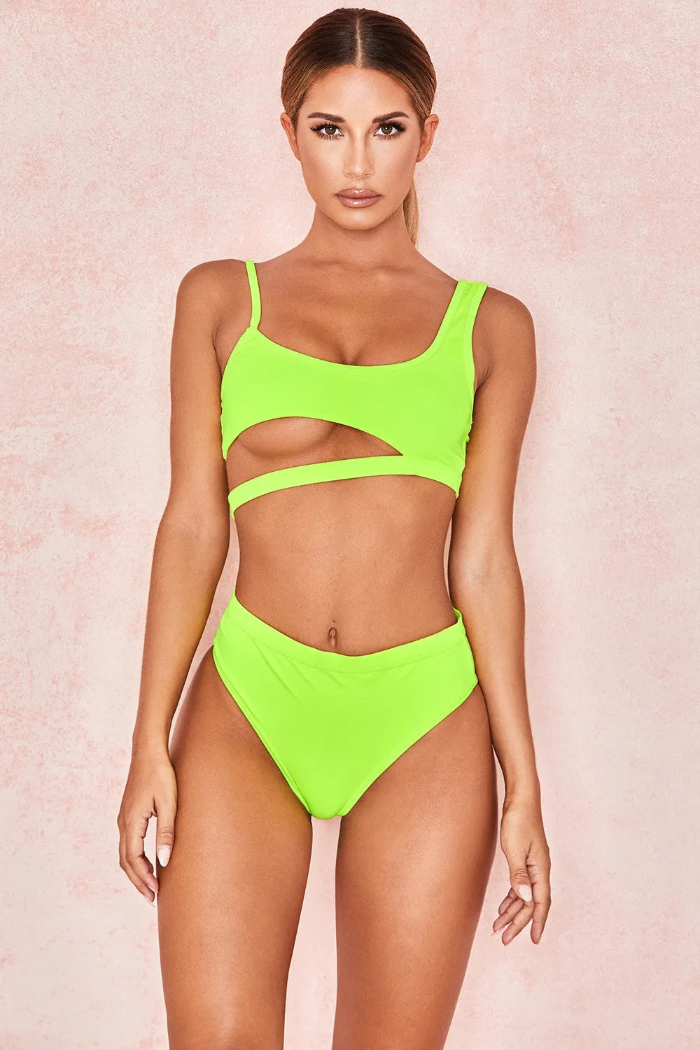 Solid colour ladies nylon swimwear with chest pad available in black