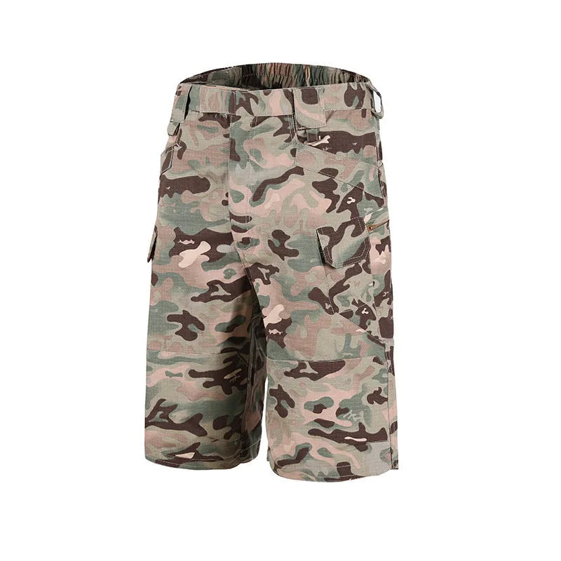 Tactical pants in black with waterproof windproof fabric and multiple pockets for outdoor use