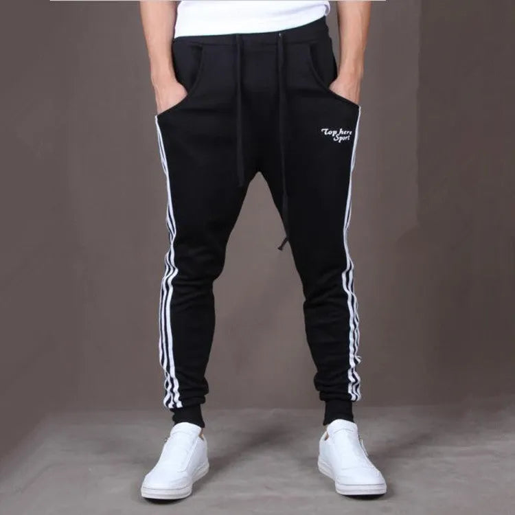 Side three bar student casual trousers, straight leg, mid waist, cotton, grey black navy