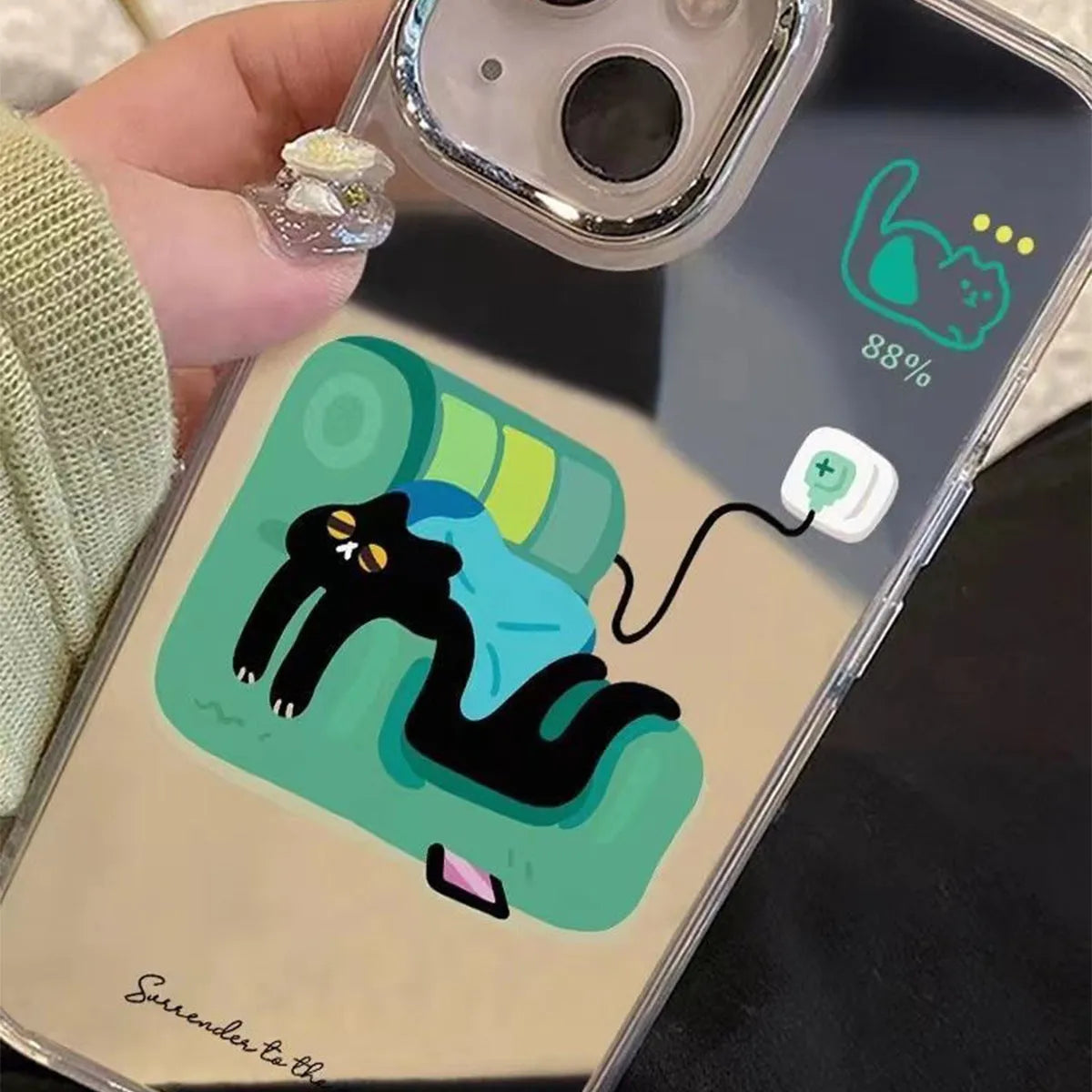 High-grade all-inclusive drop-resistant silicone phone case for Apple iPhone 16 series with cartoon sofa cat design and colour matching options