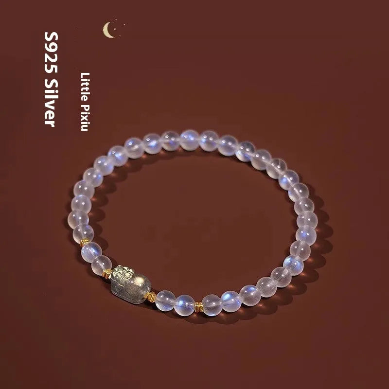 Blue moonstone women's bracelet with animal zodiac modelling in national style design