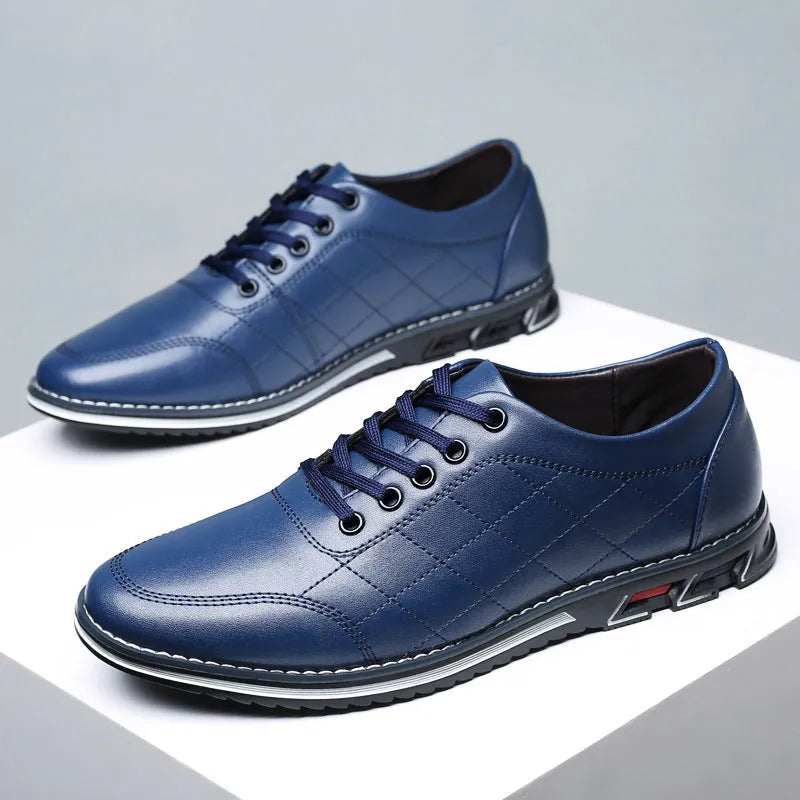 Non-slip casual sports shoes with rubber sole, lace-up design, available in black, red, blue, white